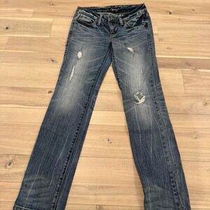 JS Pencil blue jeans with a distressed look Sz 0 #denim #distressed